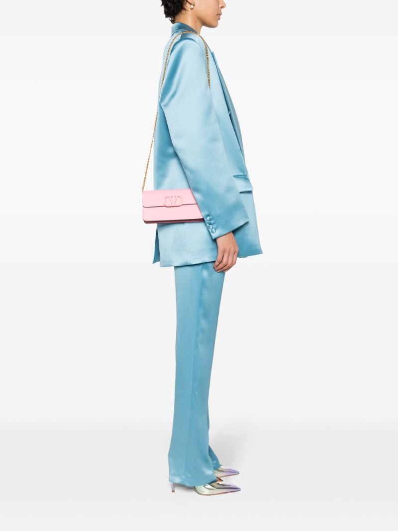 Pink Vlogo Signature Leather Cross Body Bag