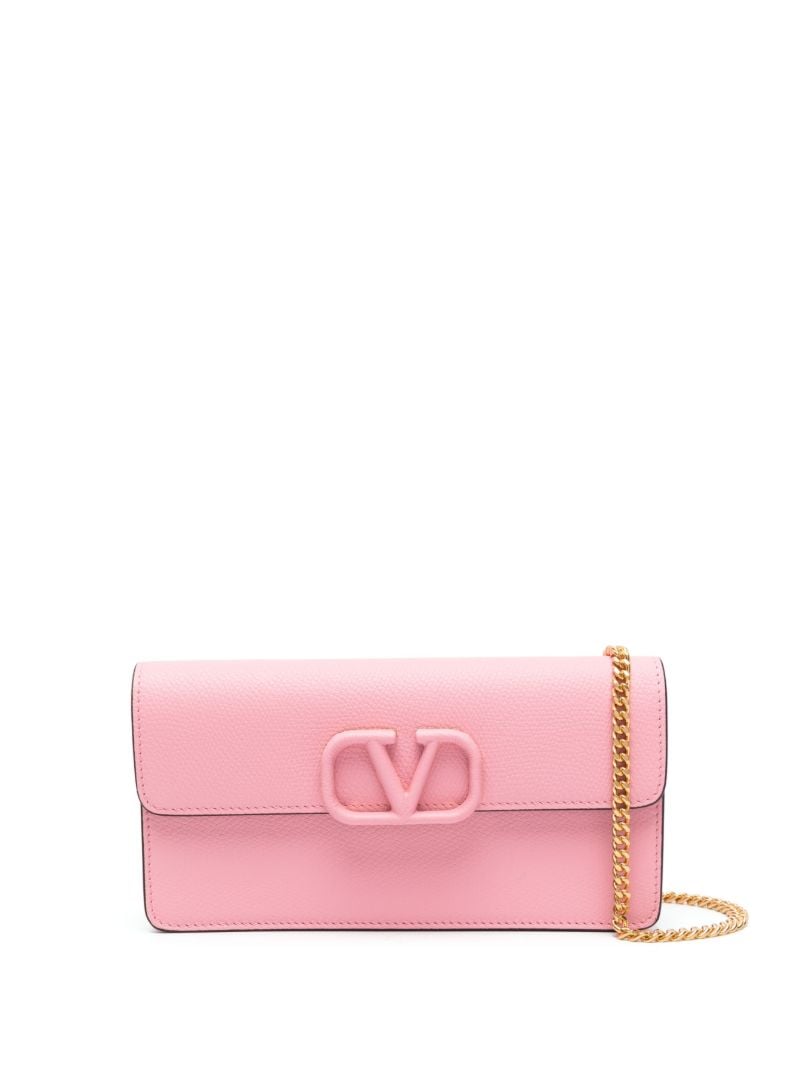 Pink Vlogo Signature Leather Cross Body Bag