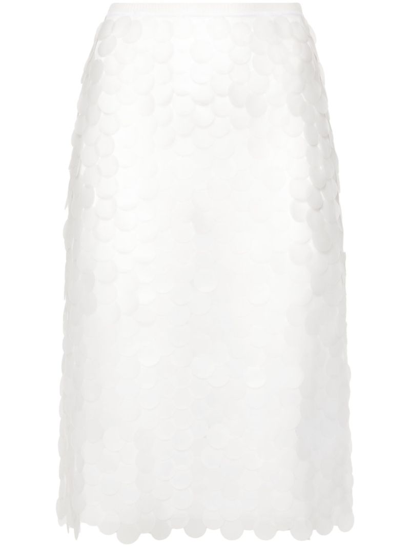White Delta Sequinned Midi Skirt