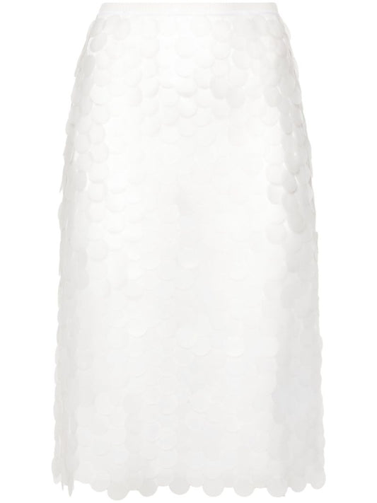 White Delta Sequinned Midi Skirt