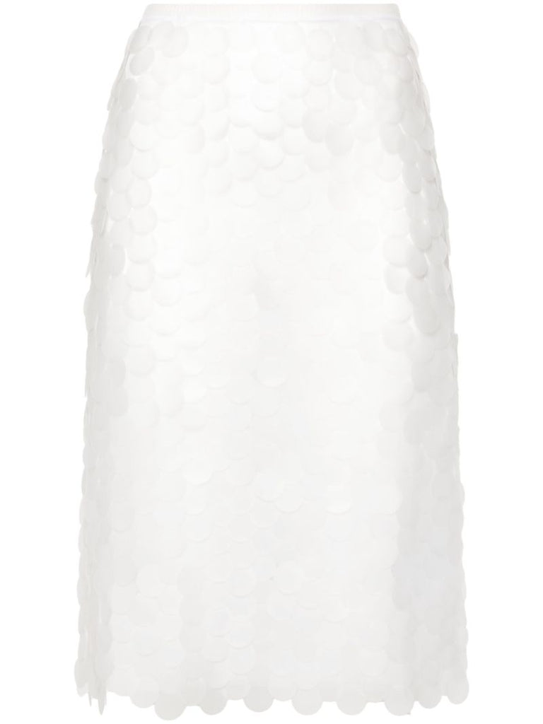 White Delta Sequinned Midi Skirt