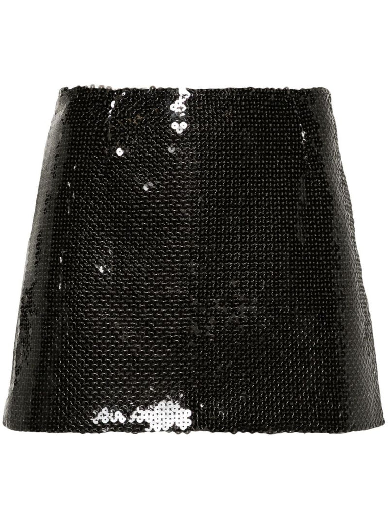 Green Delta Sequin-embellished Mini Skirt