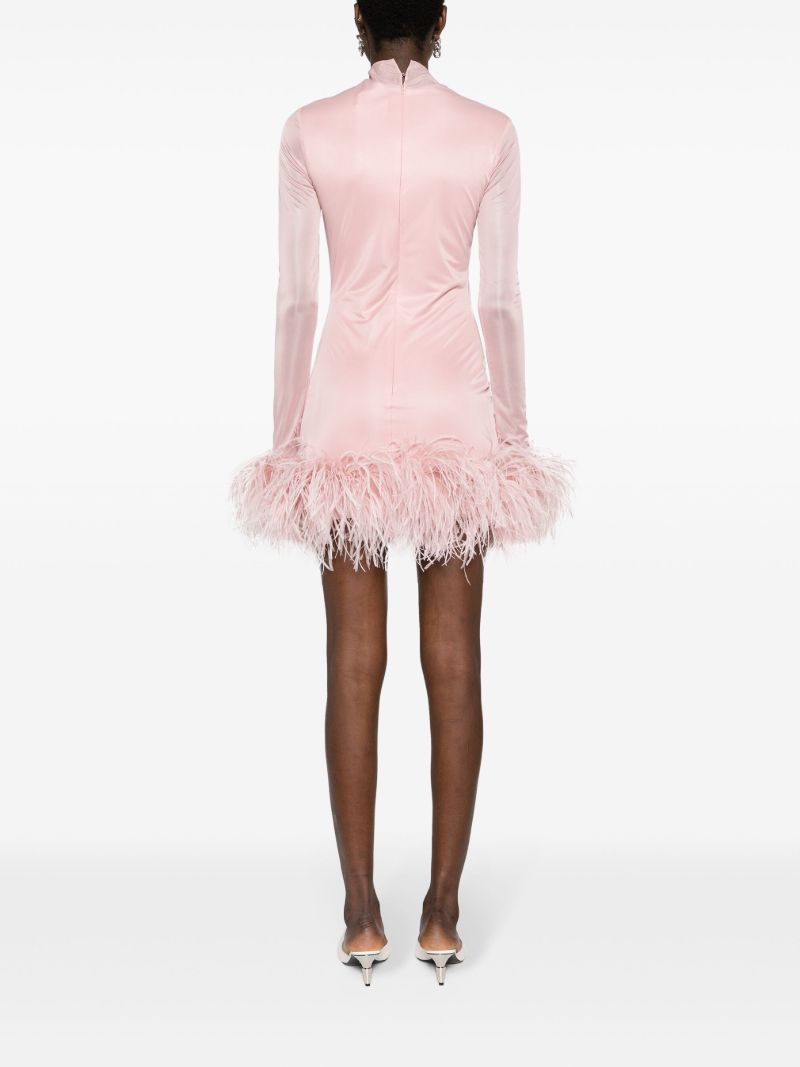 Pink Luna Feather-trim Mini Dress