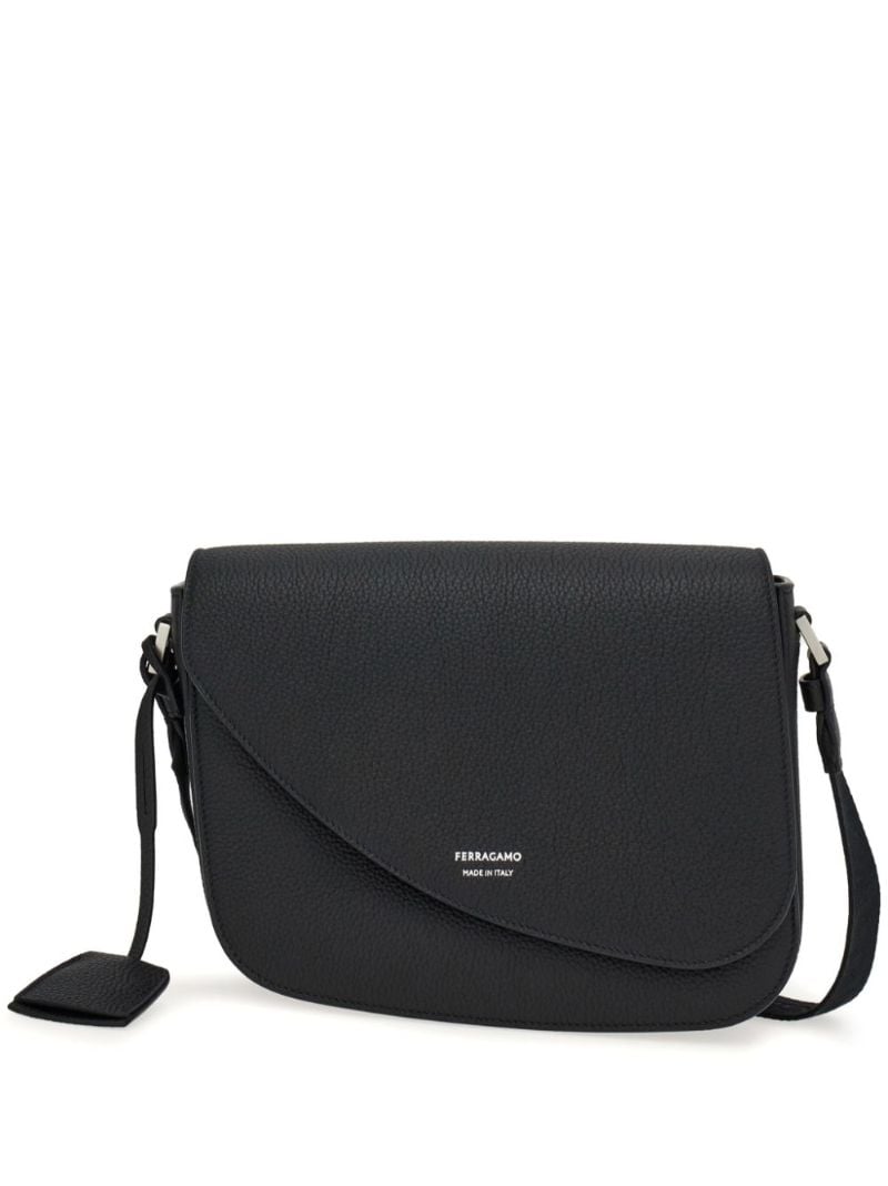 Black Fiamma Medium Leather Messenger Bag