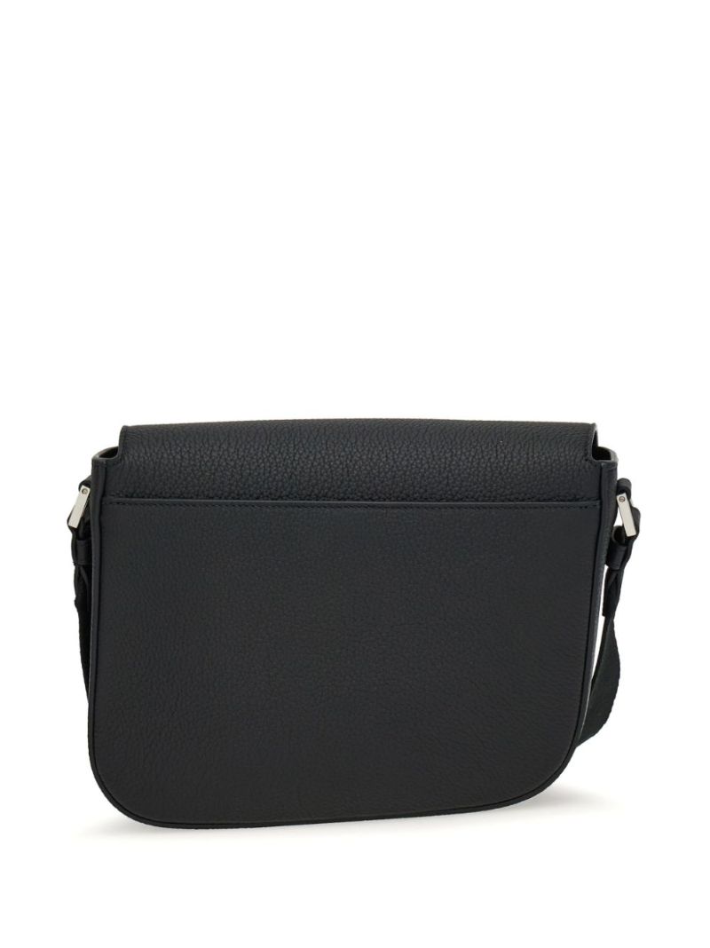 Black Fiamma Medium Leather Messenger Bag