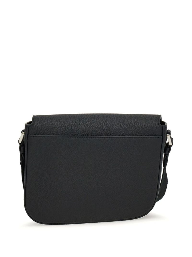 Black Fiamma Medium Leather Messenger Bag