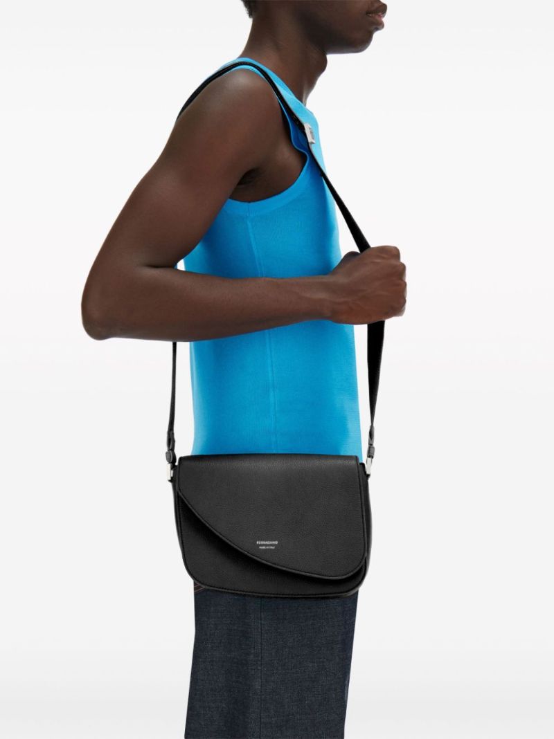 Black Fiamma Medium Leather Messenger Bag