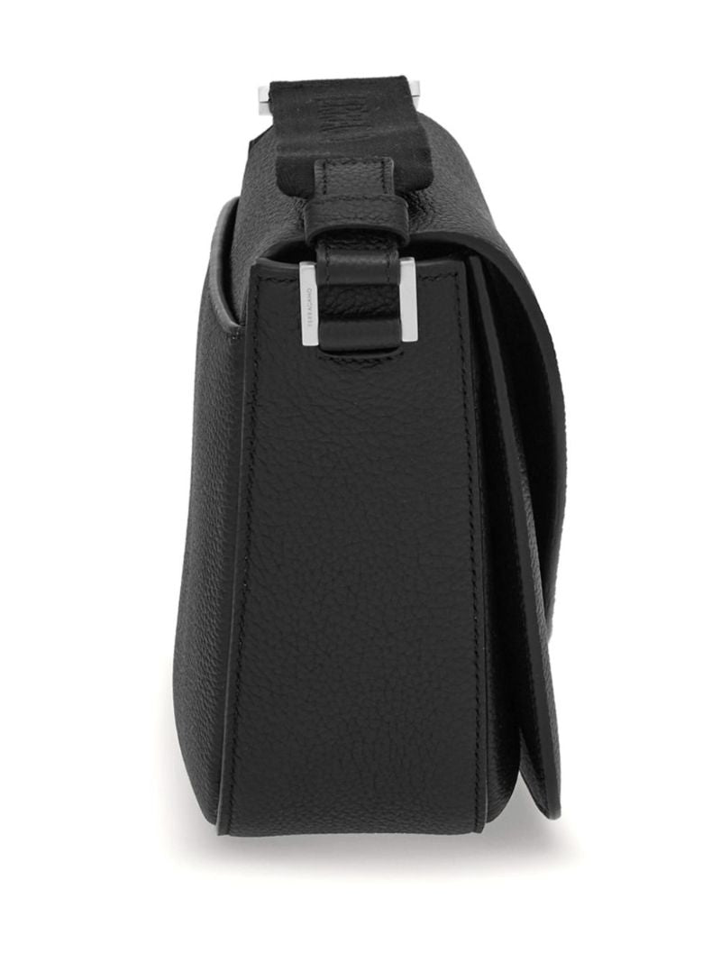 Black Fiamma Medium Leather Messenger Bag
