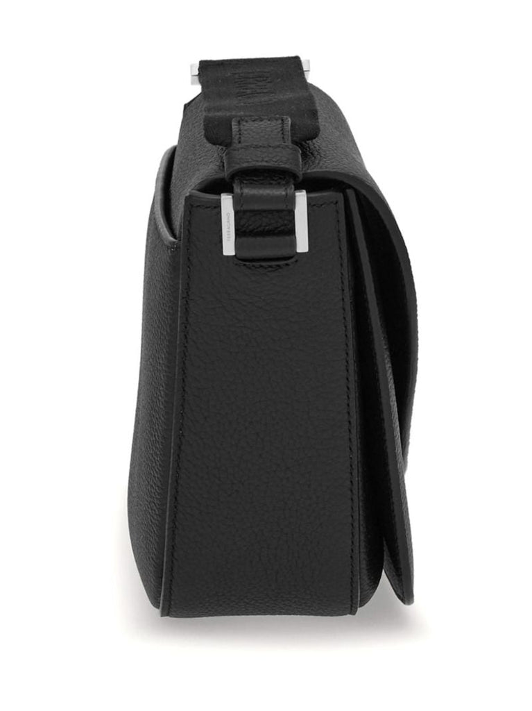Black Fiamma Medium Leather Messenger Bag