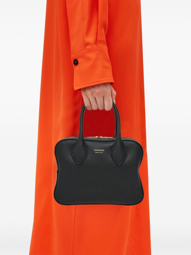 Black Medium Leather Tote Bag