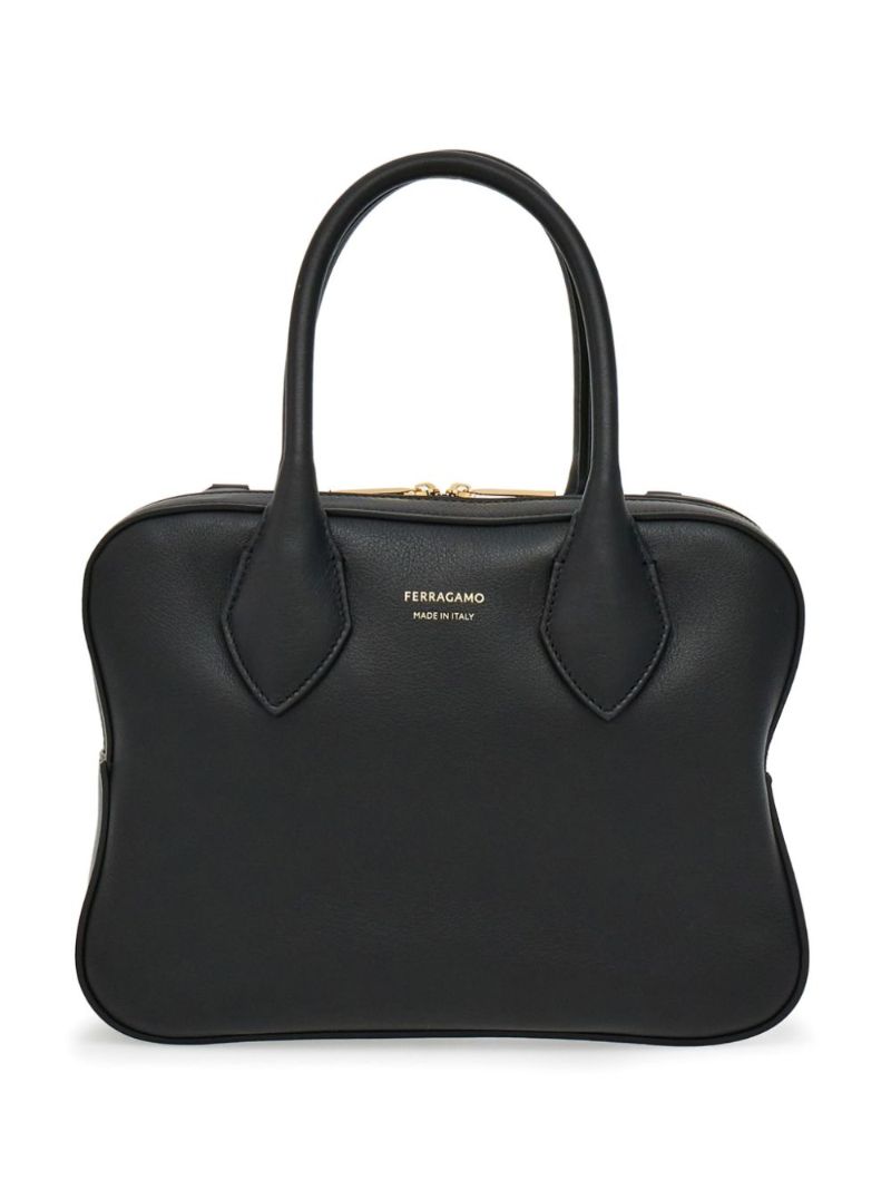 Black Medium Leather Tote Bag