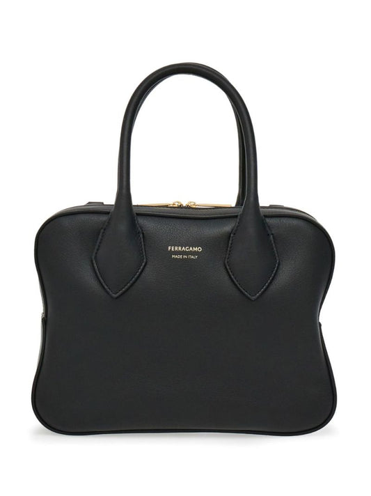 Black Medium Leather Tote Bag