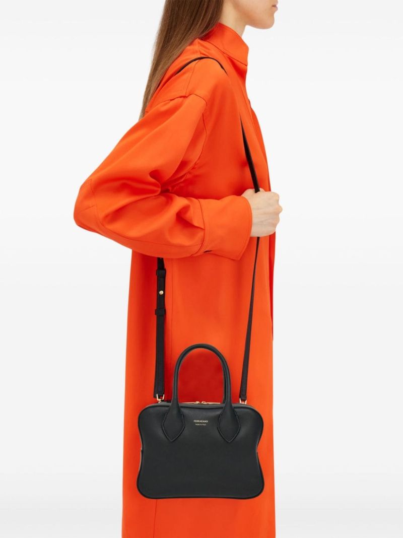 Black Medium Leather Tote Bag