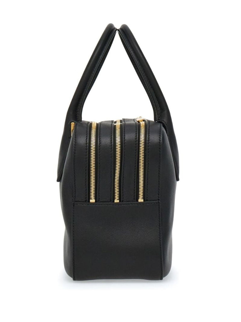 Black Medium Leather Tote Bag