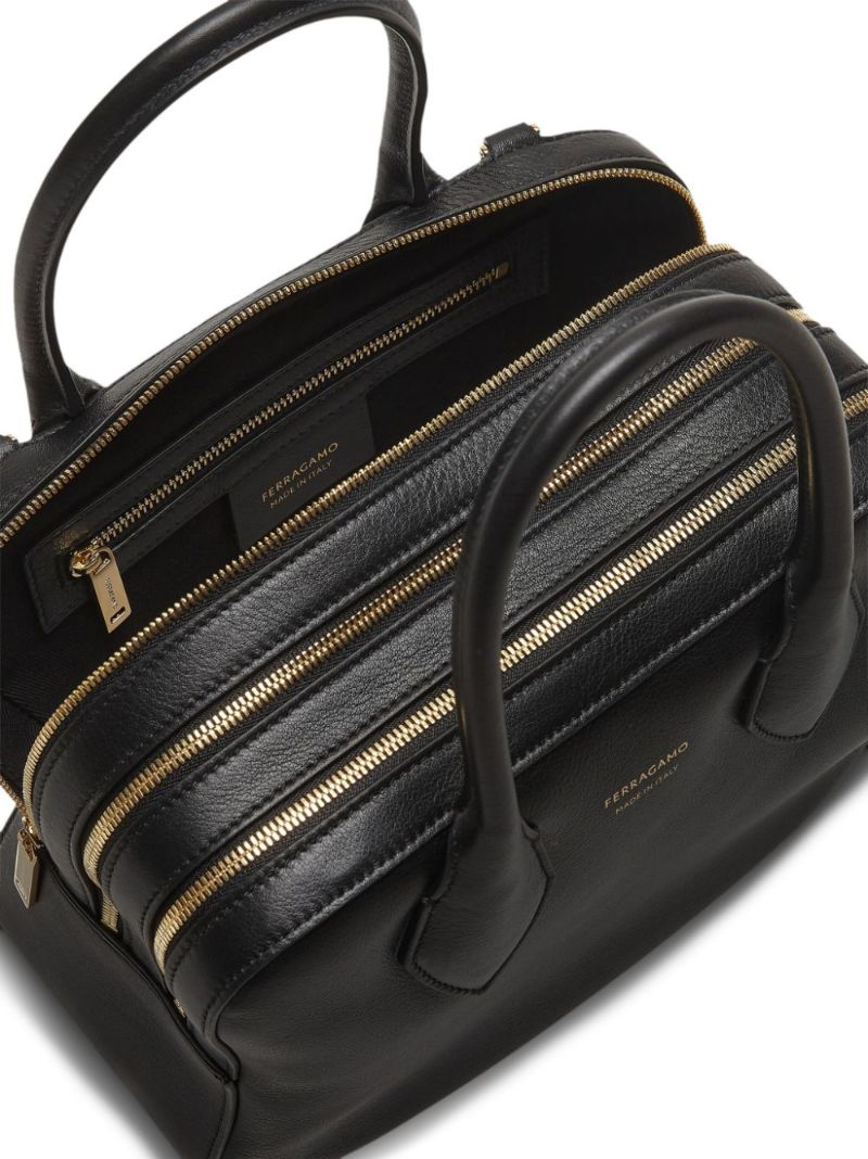 Black Medium Leather Tote Bag