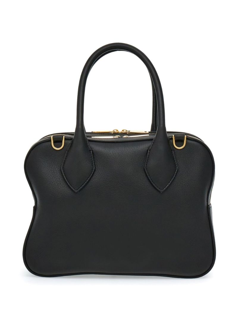 Black Medium Leather Tote Bag