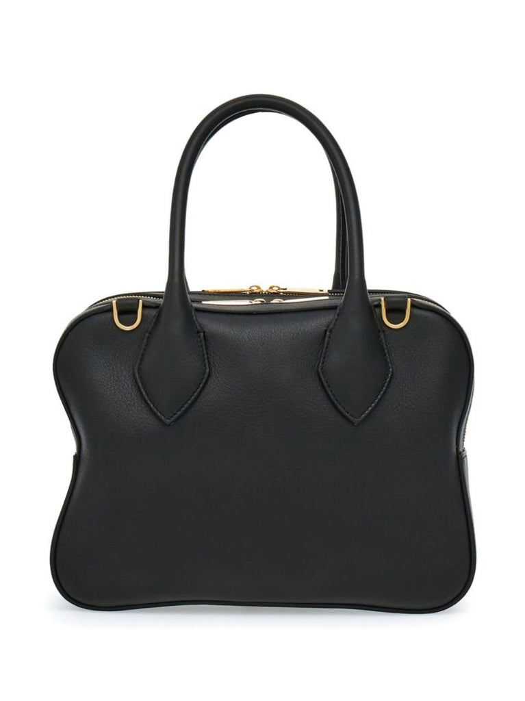 Black Medium Leather Tote Bag