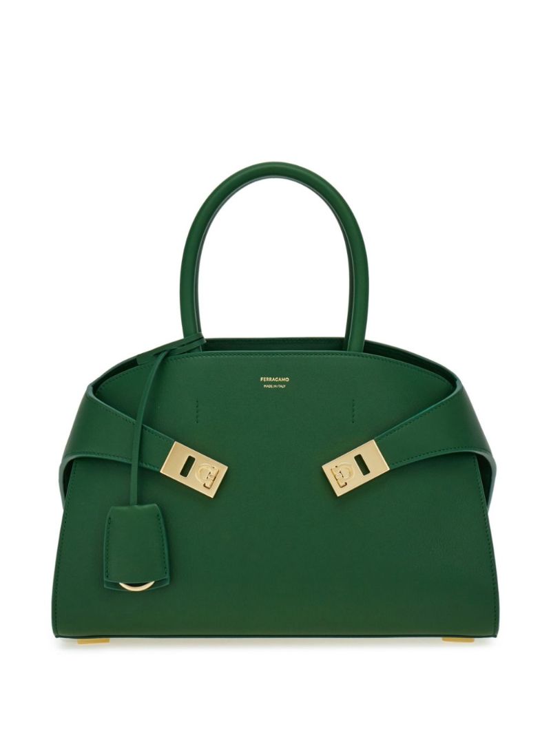 Green Hug Small Leather Tote Bag