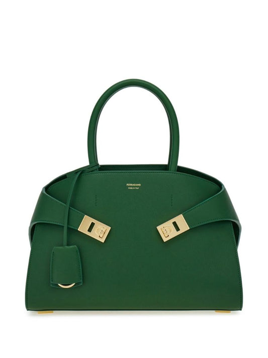 Green Hug Small Leather Tote Bag