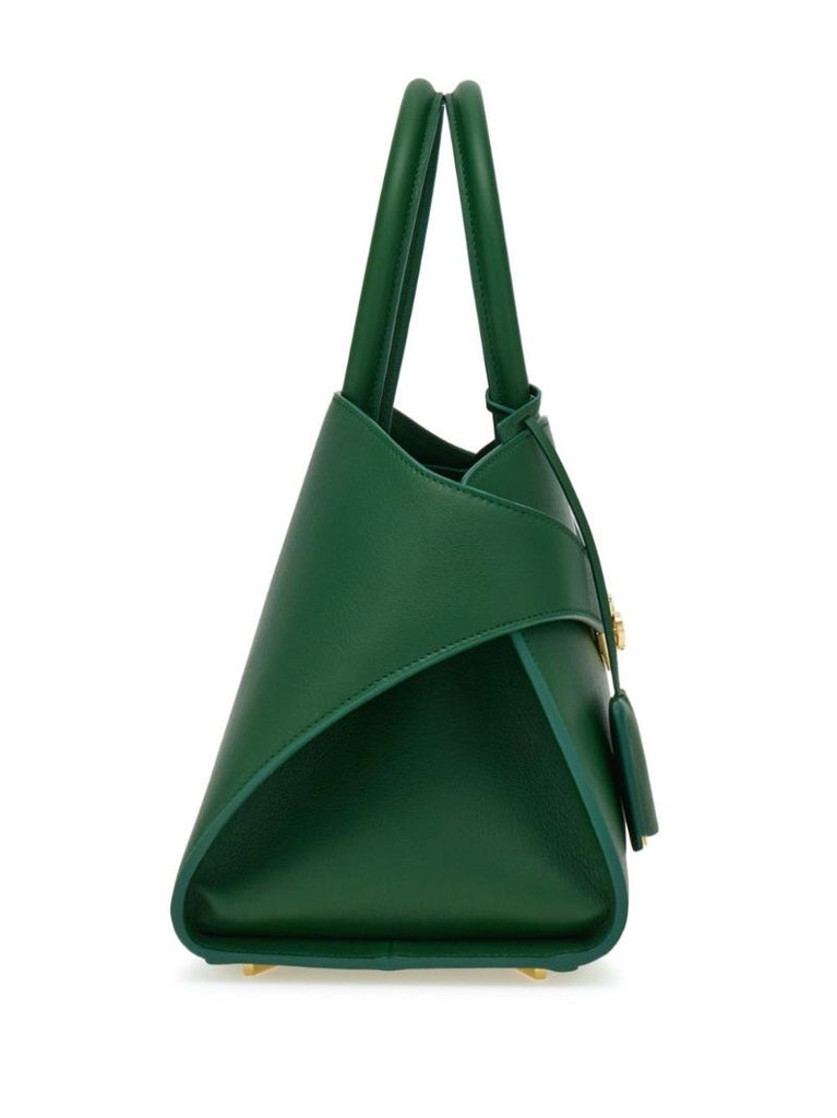 Green Hug Small Leather Tote Bag
