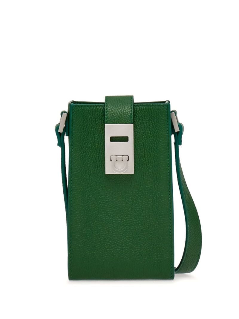 Green Gancini Leather Messenger Bag