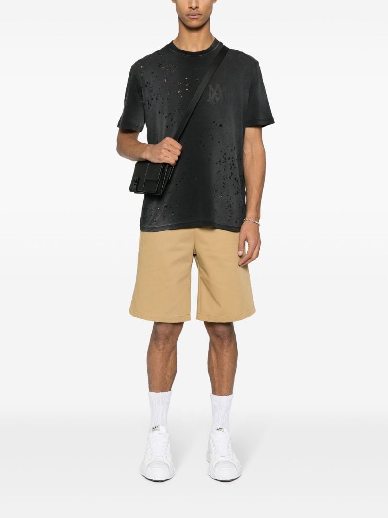 Black Ma Logo Print Distressed T-shirt