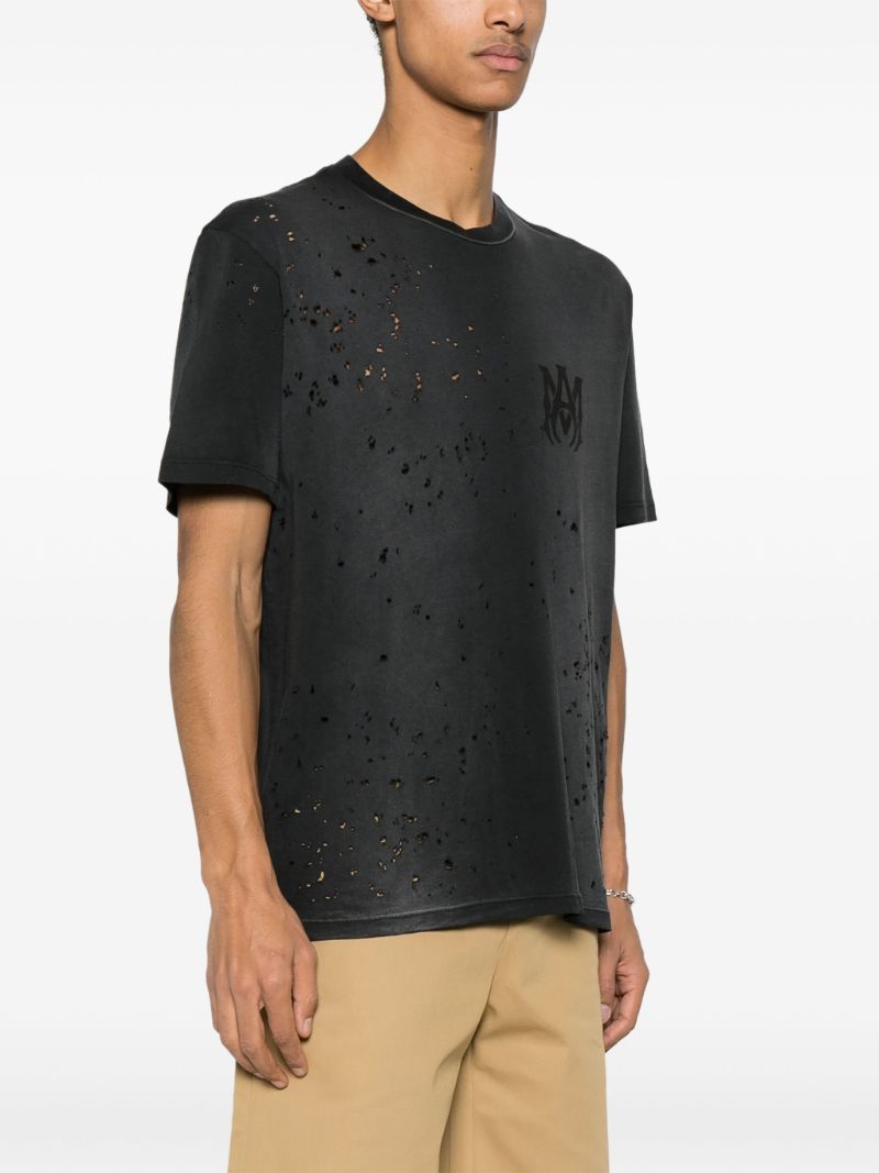 Black Ma Logo Print Distressed T-shirt