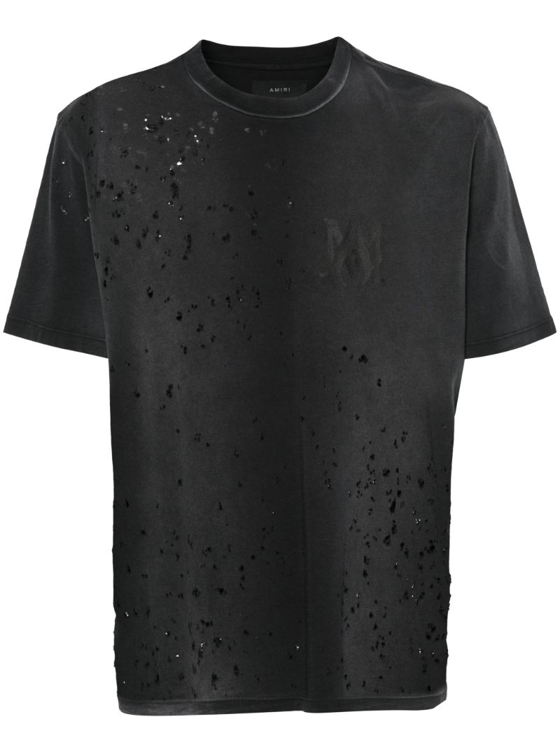 Black Ma Logo Print Distressed T-shirt