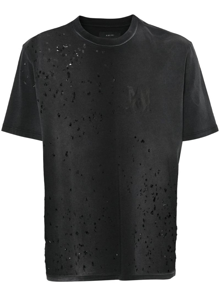 Black Ma Logo Print Distressed T-shirt