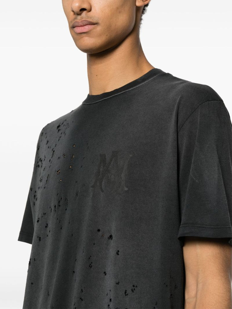 Black Ma Logo Print Distressed T-shirt