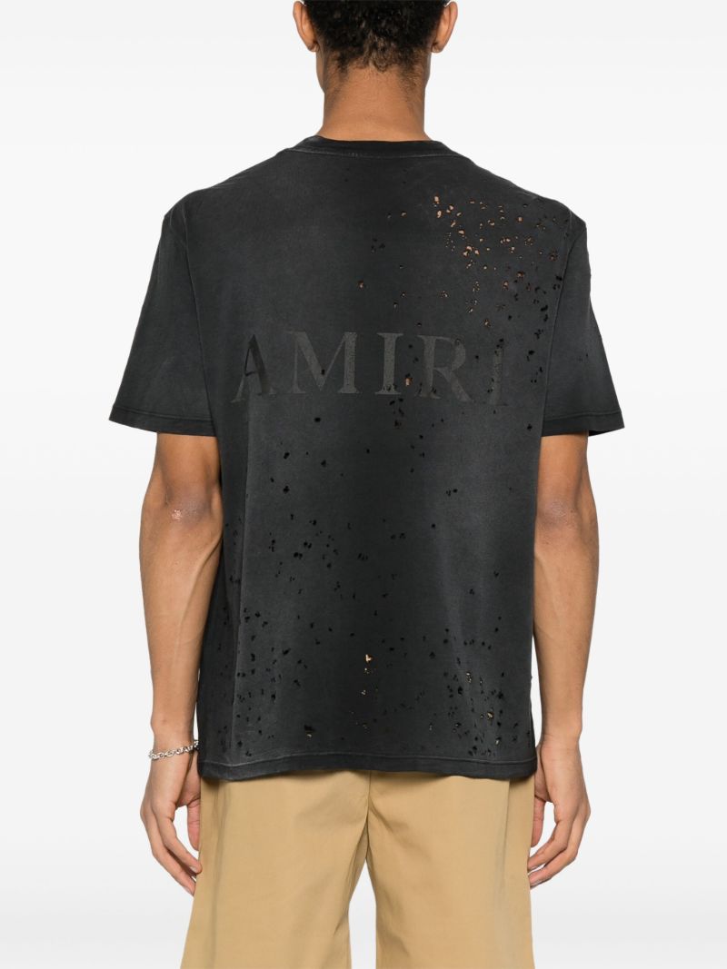 Black Ma Logo Print Distressed T-shirt