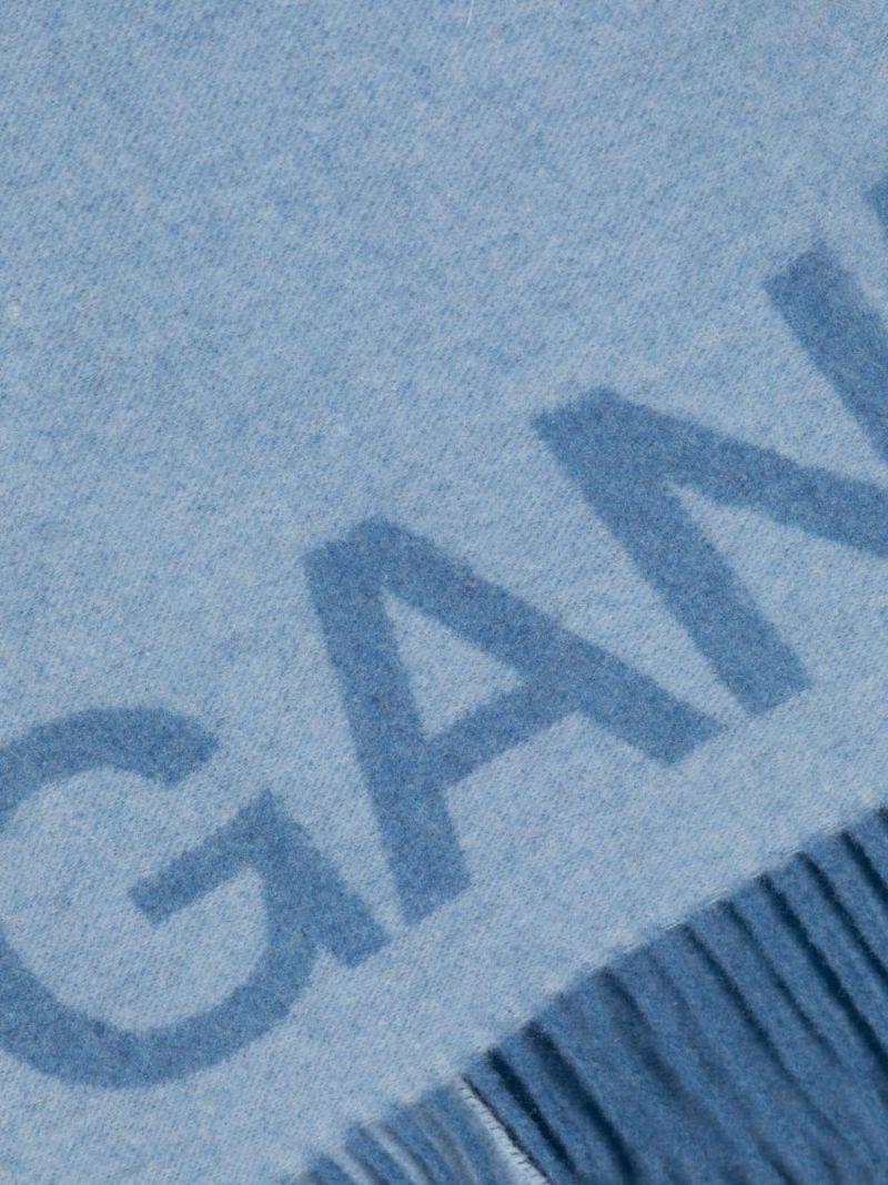 Blue Logo-jacquard Wool Scarf