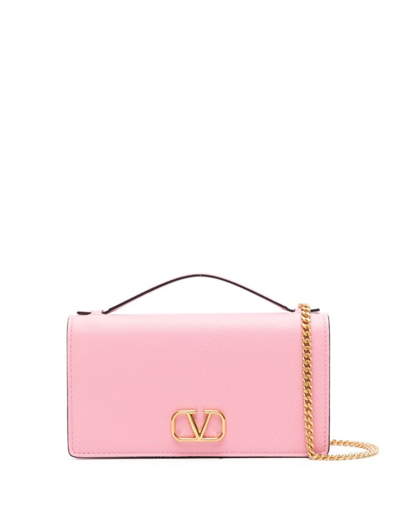 Pink Vlogo Signature Leather Cross Body Bag