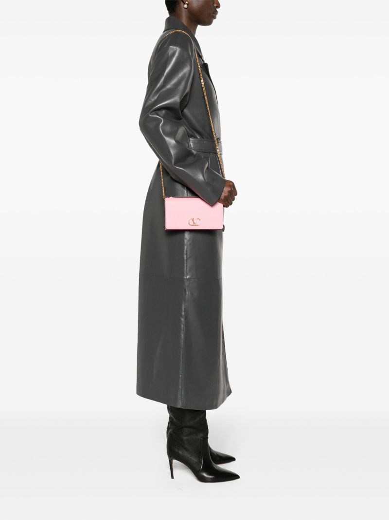 Pink Vlogo Signature Leather Cross Body Bag
