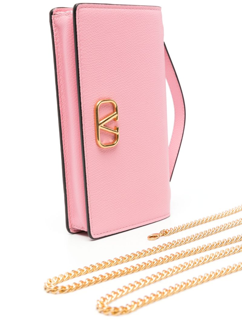 Pink Vlogo Signature Leather Cross Body Bag