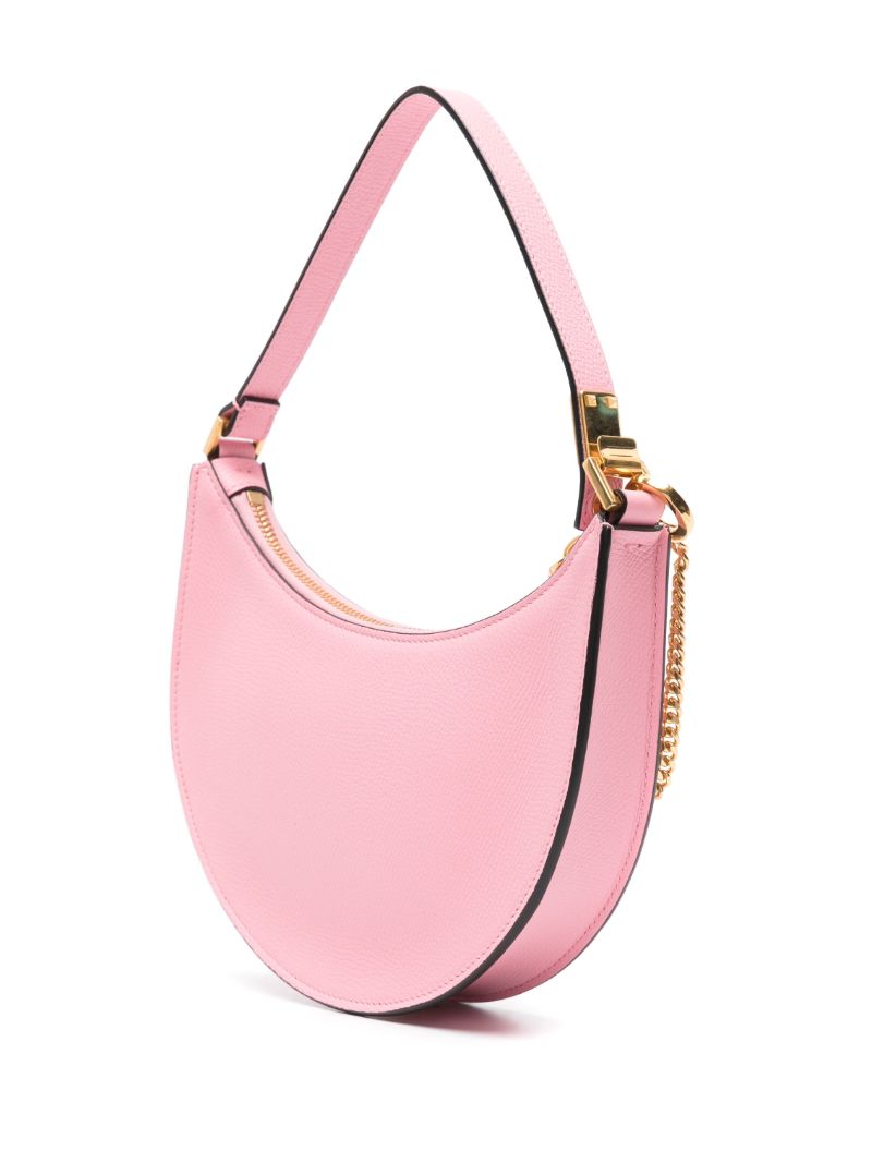 Pink Vlogo Signature Leather Shoulder Bag