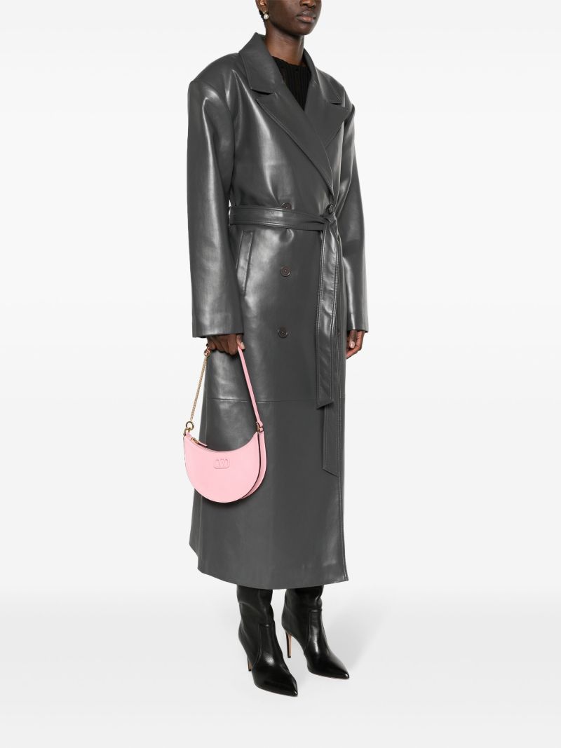 Pink Vlogo Signature Leather Shoulder Bag