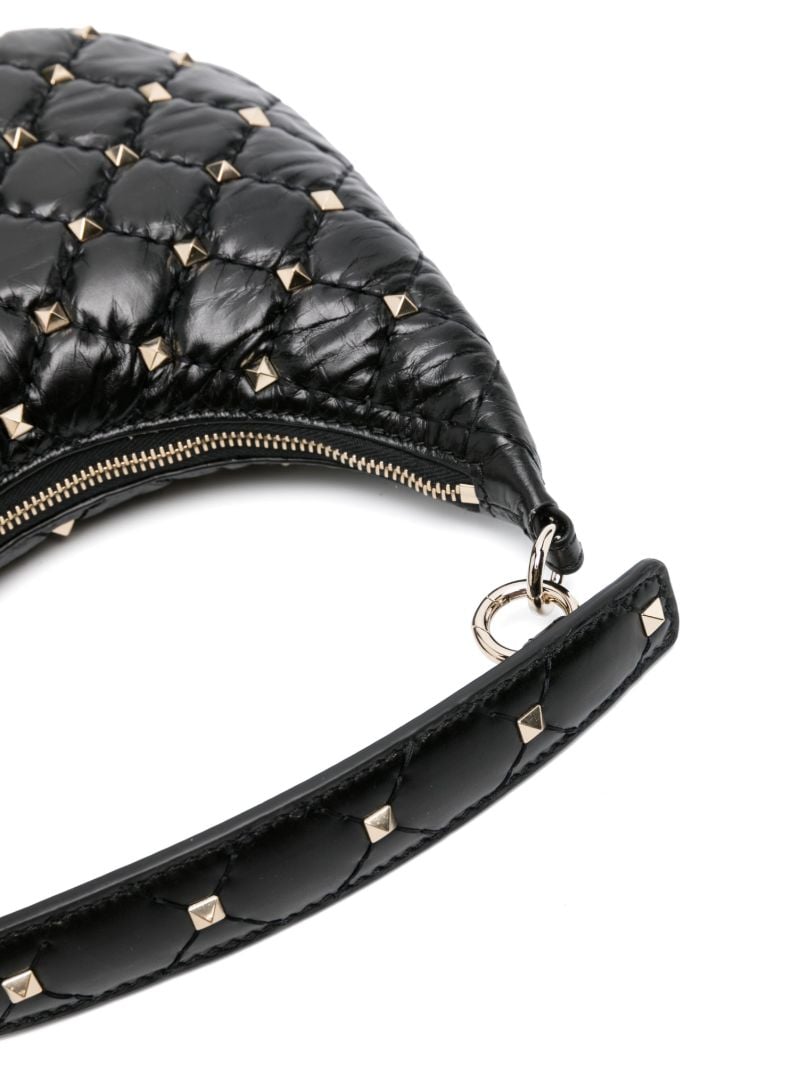 Black Small Rockstud Spike Leather Top Handle Bag