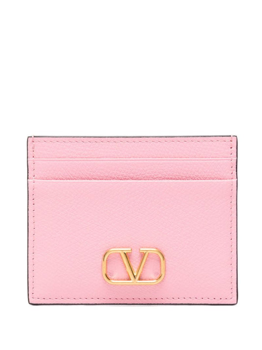Pink Vlogo Signature Leather Card Holder