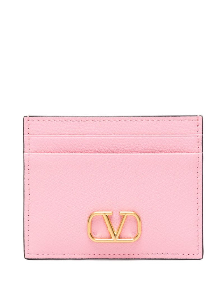 Pink Vlogo Signature Leather Card Holder