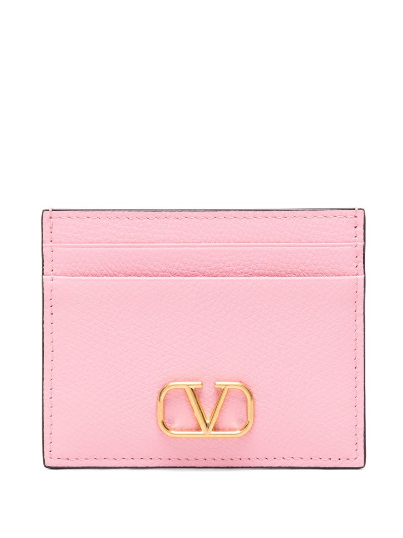 Pink Vlogo Signature Leather Card Holder