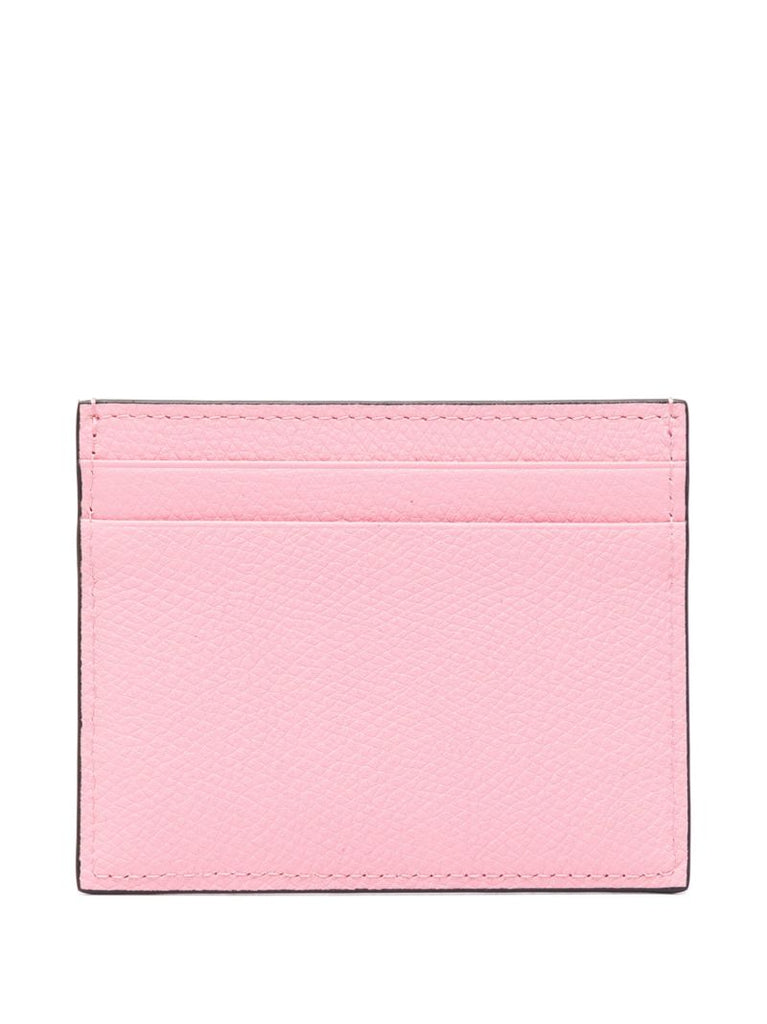 Pink Vlogo Signature Leather Card Holder