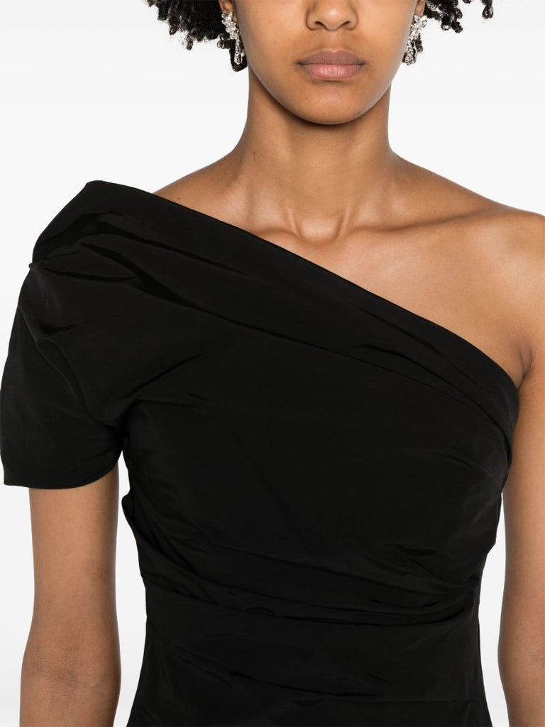 Black Reatta One-shoulder Gown