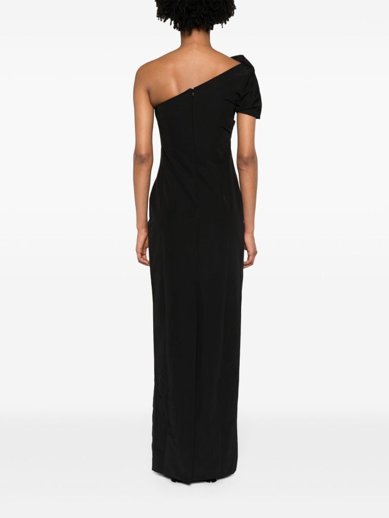 Black Reatta One-shoulder Gown