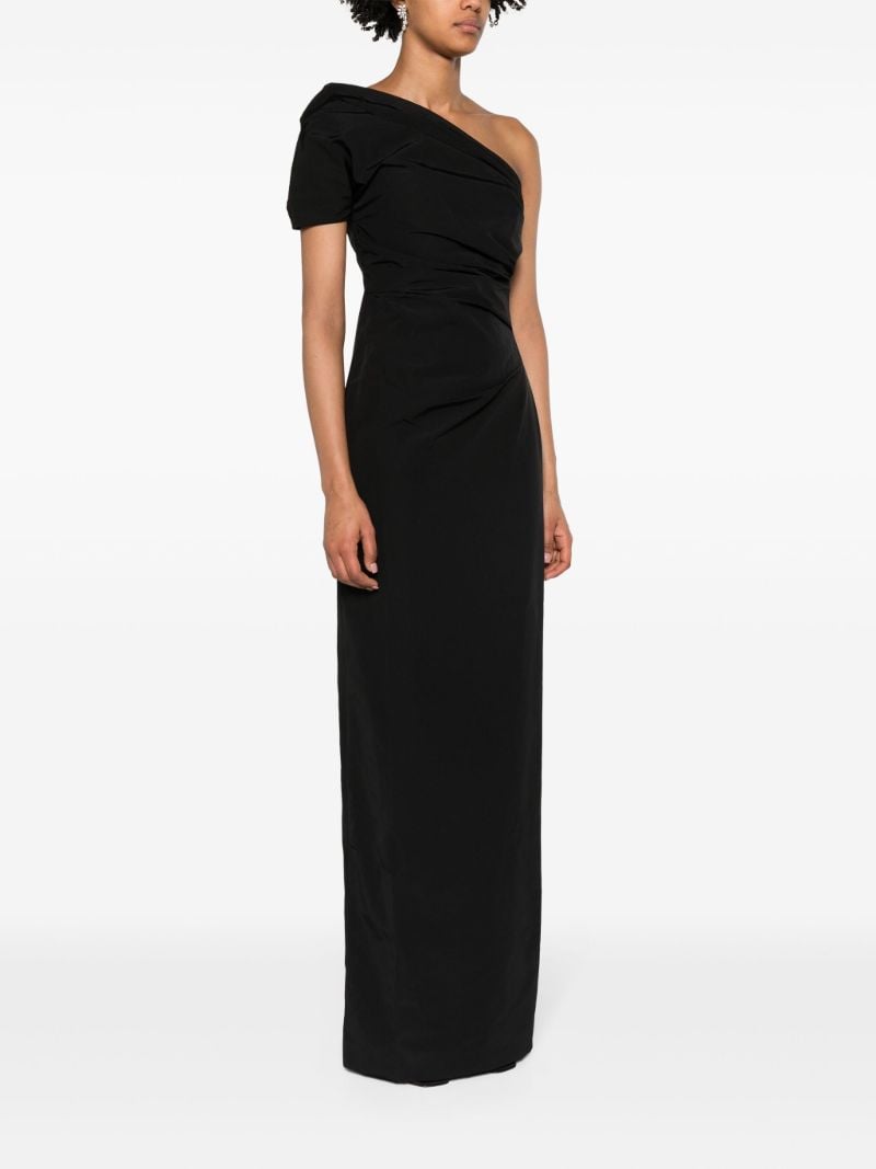 Black Reatta One-shoulder Gown