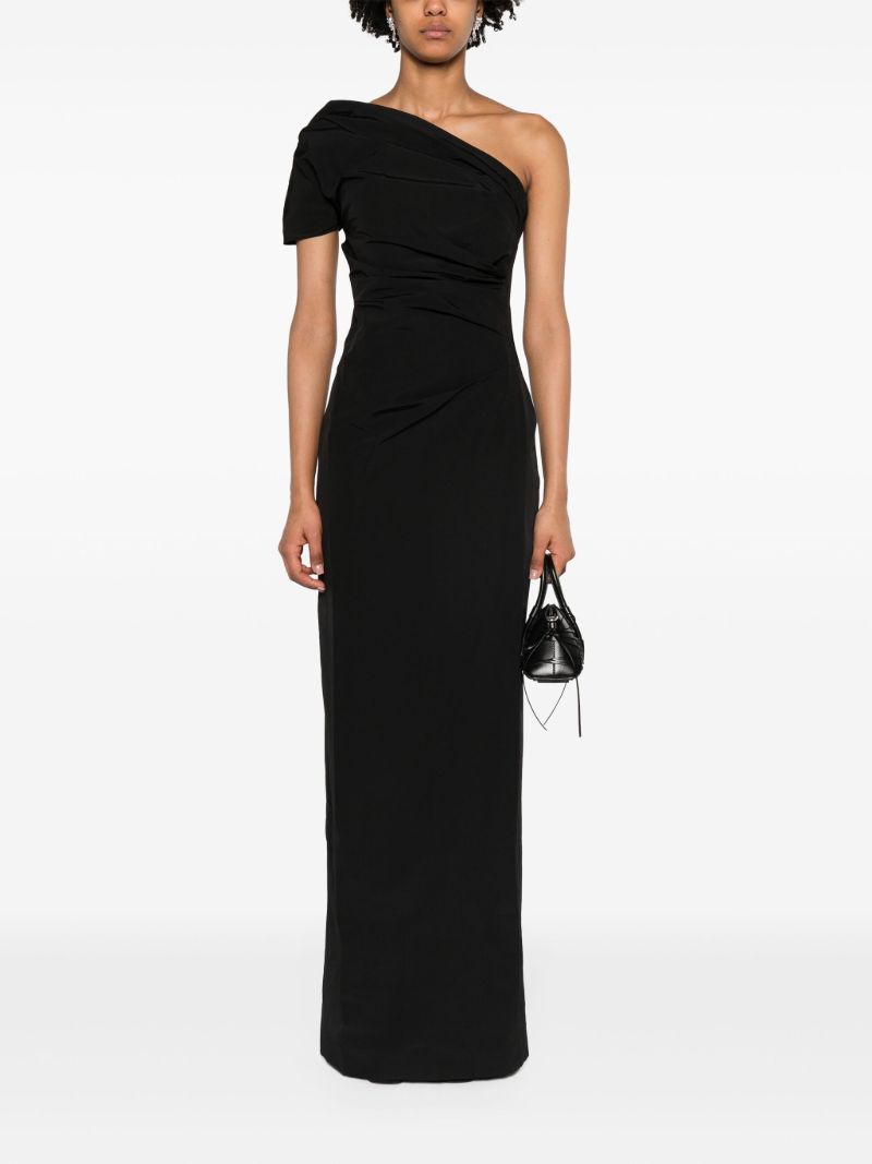 Black Reatta One-shoulder Gown