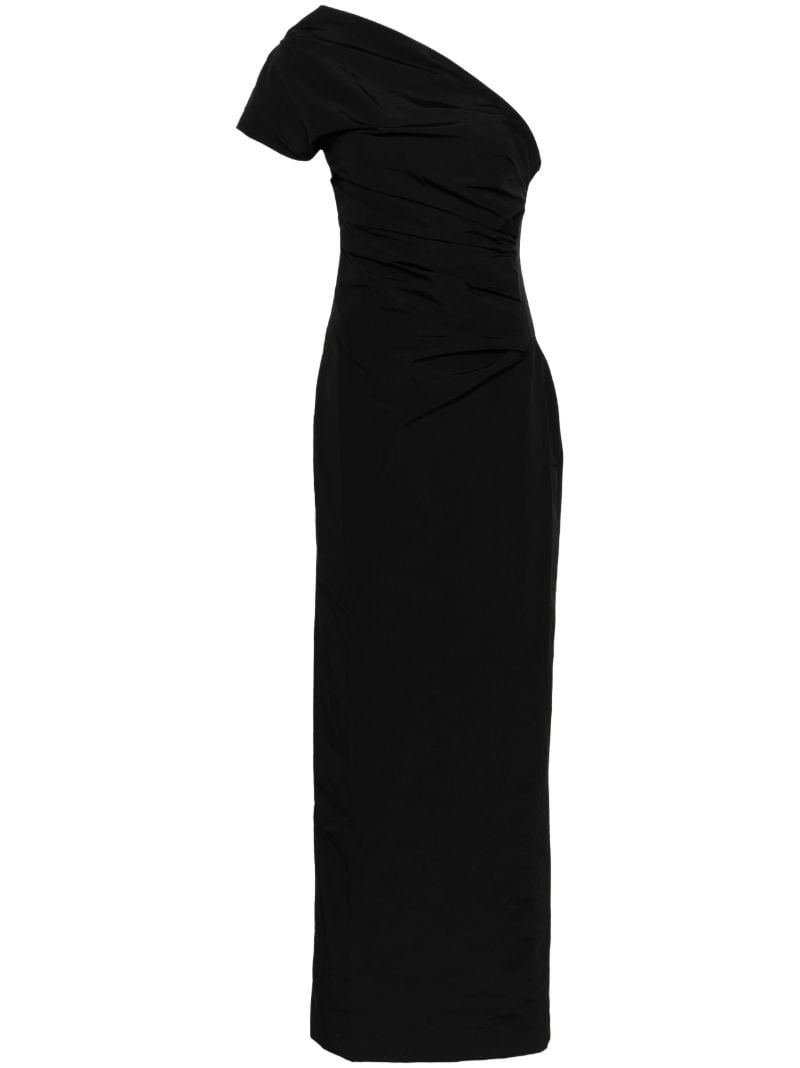 Black Reatta One-shoulder Gown