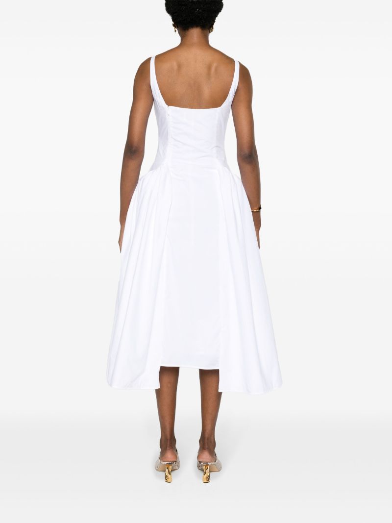 White Vezile Gathered Organic Cotton Dress