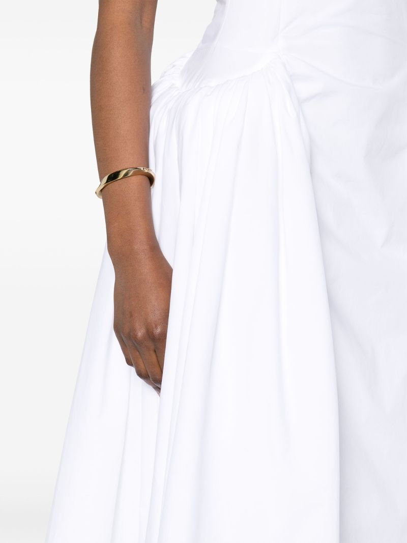 White Vezile Gathered Organic Cotton Dress