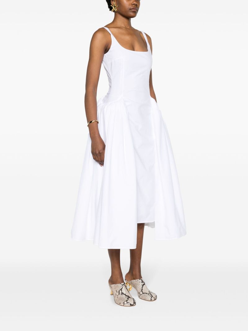 White Vezile Gathered Organic Cotton Dress